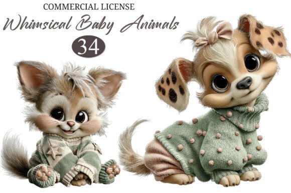 Download Whimsical Baby Animals in Sweaters Clipa - Whimsical Collection