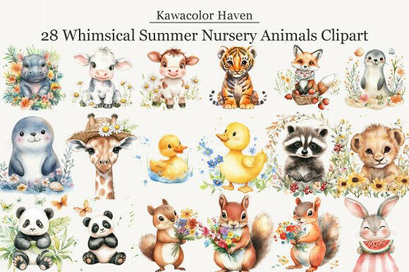 Download Whimsical Summer Nursery Animals Clipart - Whimsical Collection