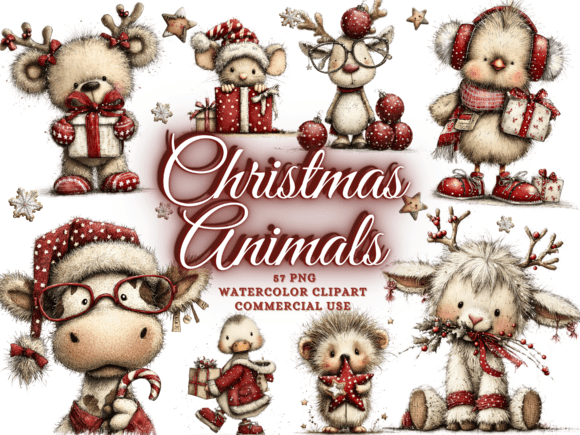 Download Whimsical Christmas Animals Clipart Png - Whimsical Collection