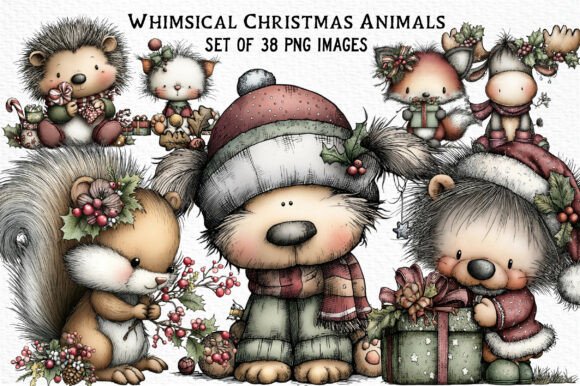 Download Whimsical Christmas Animals Clipart - Whimsical Collection