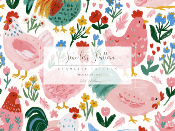 Download Whimsical Chicken Seamless Pattern PNG - Whimsical Collection