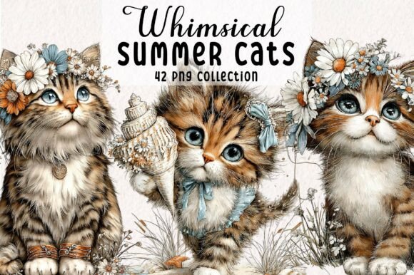 Download Whimsical Summer Cats Clipart - Whimsical Collection