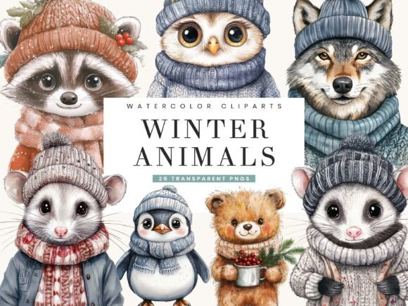 Download Winter Animals Clipart Bundle - Winter animals Collection