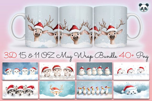 Download Christmas Winter Animals Mug Wrap Bundle - Winter animals Collection