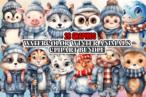 Download Watercolor Winter Animals Bundle - Winter animals Collection