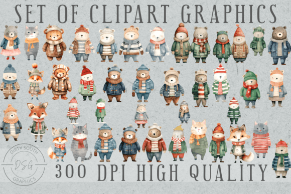 Download Set of 38 Watercolor Winter Animals - Premium Resources