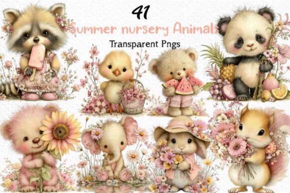 Download Whimsical Summer Nursery Animals Clipart - Whimsical Collection