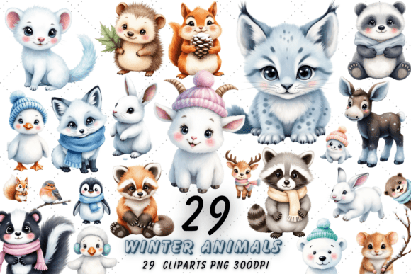 Download Winter Animals Watercolor Clipart Bundle - Winter animals Collection