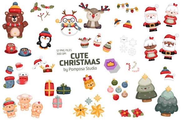 Download Cute Christmas, Digital Clipart Set - Digital clipart set Collection