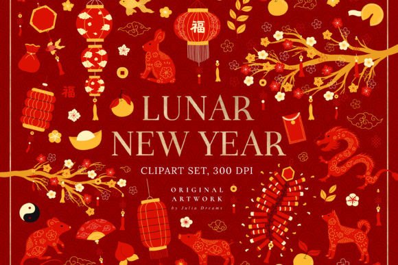 Download Lunar New Year SVG Digital Clipart Set - Digital clipart set Collection