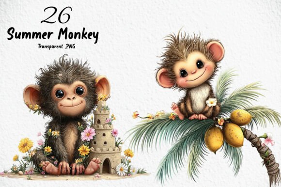 Download Whimsical Summer Monkey Clipart - Whimsical Collection