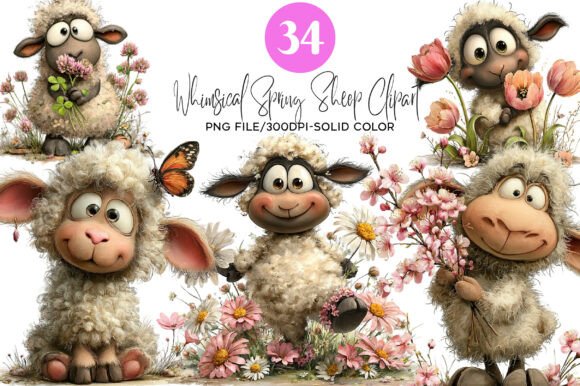 Download Whimsical Spring Sheep Clipart - Whimsical Collection