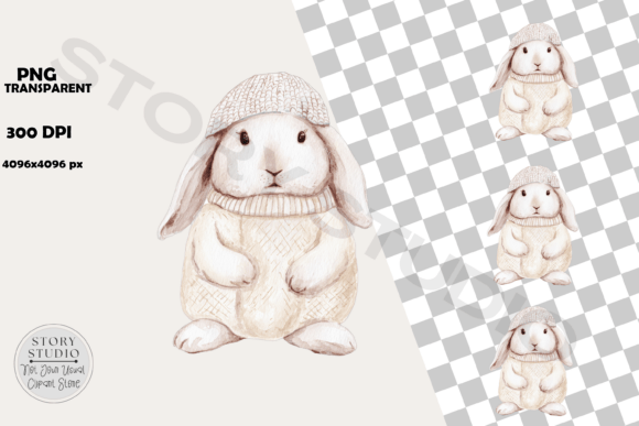 Download Cute Bunny in Sweater and Hat Clipart - Bunny in sweater Collection