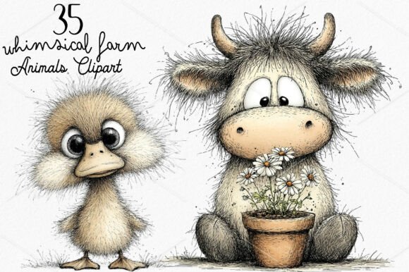 Download Whimsical Farm Animals Clipart Bundle - Whimsical Collection
