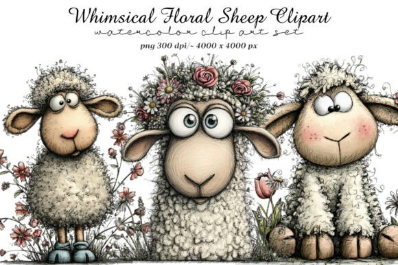 Download Whimsical Floral Sheep Clipart - Whimsical Collection